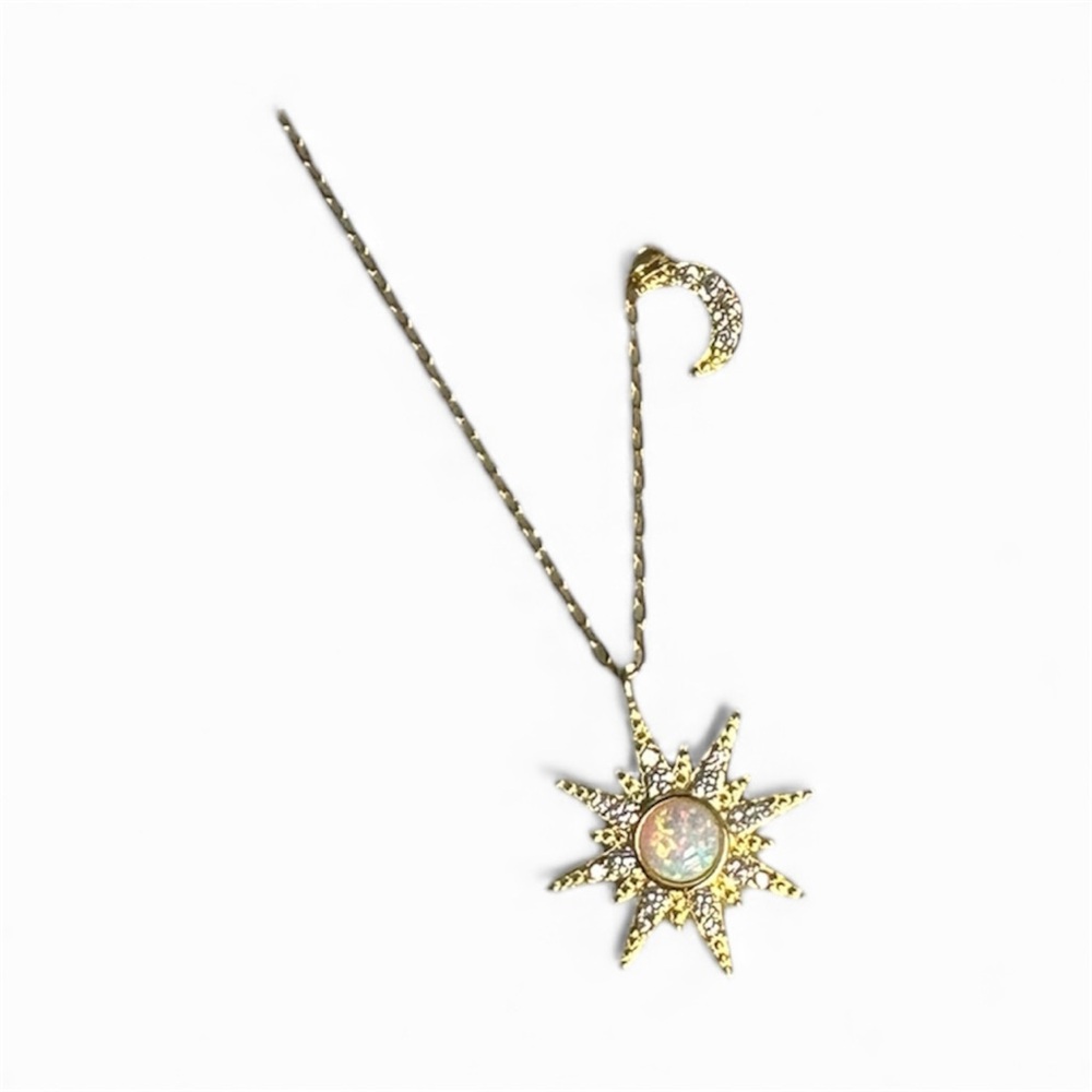 Gold tone sterling silver plated celestial necklace